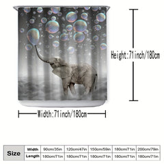 Funny Elephant Shower Curtain Waterproof Fabric Bath Curtain