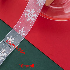 10m Christmas Snowflake Gift Decoration Ribbon Snowflake Pattern