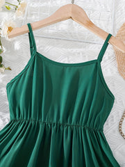 Girls' Elastic Waist Swing Cami Dress For Party Going Out