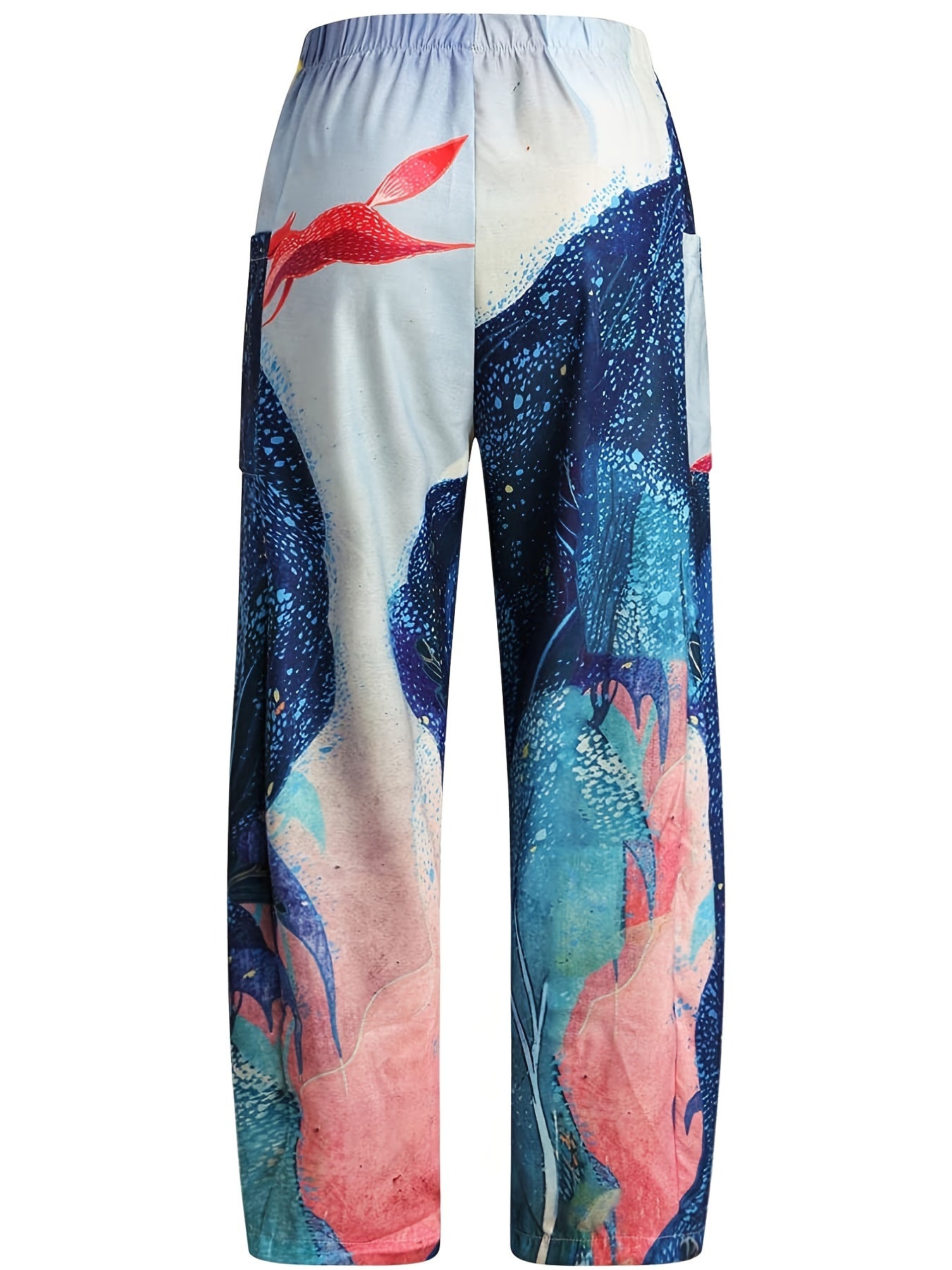 Geometric Print High Rise Wide Leg Pants Plus Size