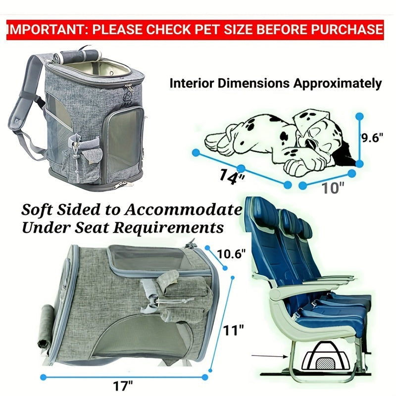 Pet Carrier Backpack for Small and Medium Pets - Front Facing Design