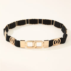 Golden Double Circle Elastic Belt Braided Thin Waistband for Women