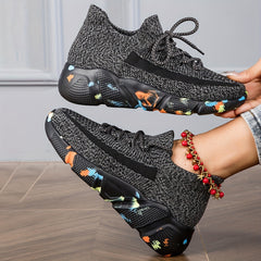 Soft Sole Weaving Sneakers Lace up Casual Running Shoes Women's