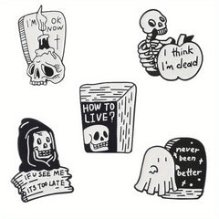 20pcs Halloween Enamel Pin Ghost Punk Bone Goth Brooches Backpack