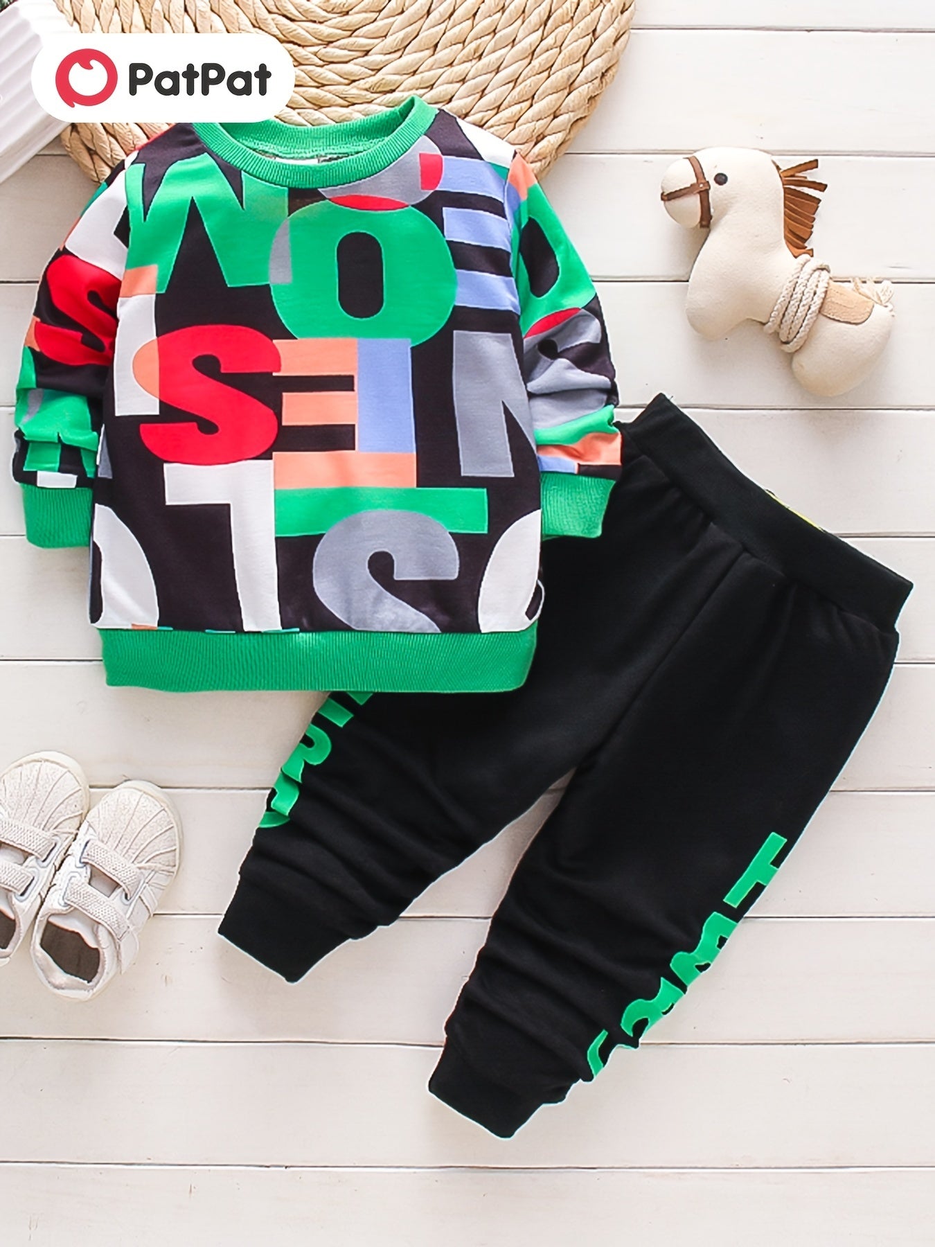 Toddler Boy Letter Print Sweatshirt & Pants Set