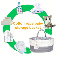 Diaper Caddy Organizer 100% Cotton Canvas Portable Rope Nursery Storage