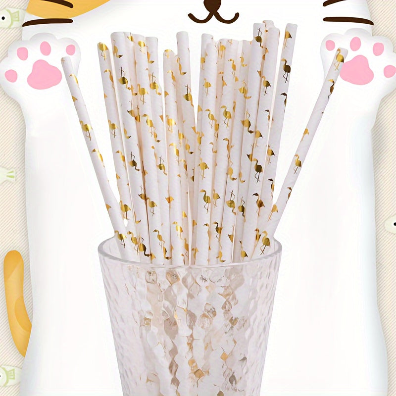 25pcs Random Party Straws Hot Stamped Paper Straws Decor