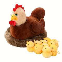 Chicken Hen Plush with Henhouse & 10 Chicks Surprise