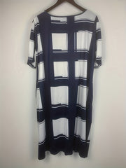  Grid Print Short Sleeve Dress with Pockets
