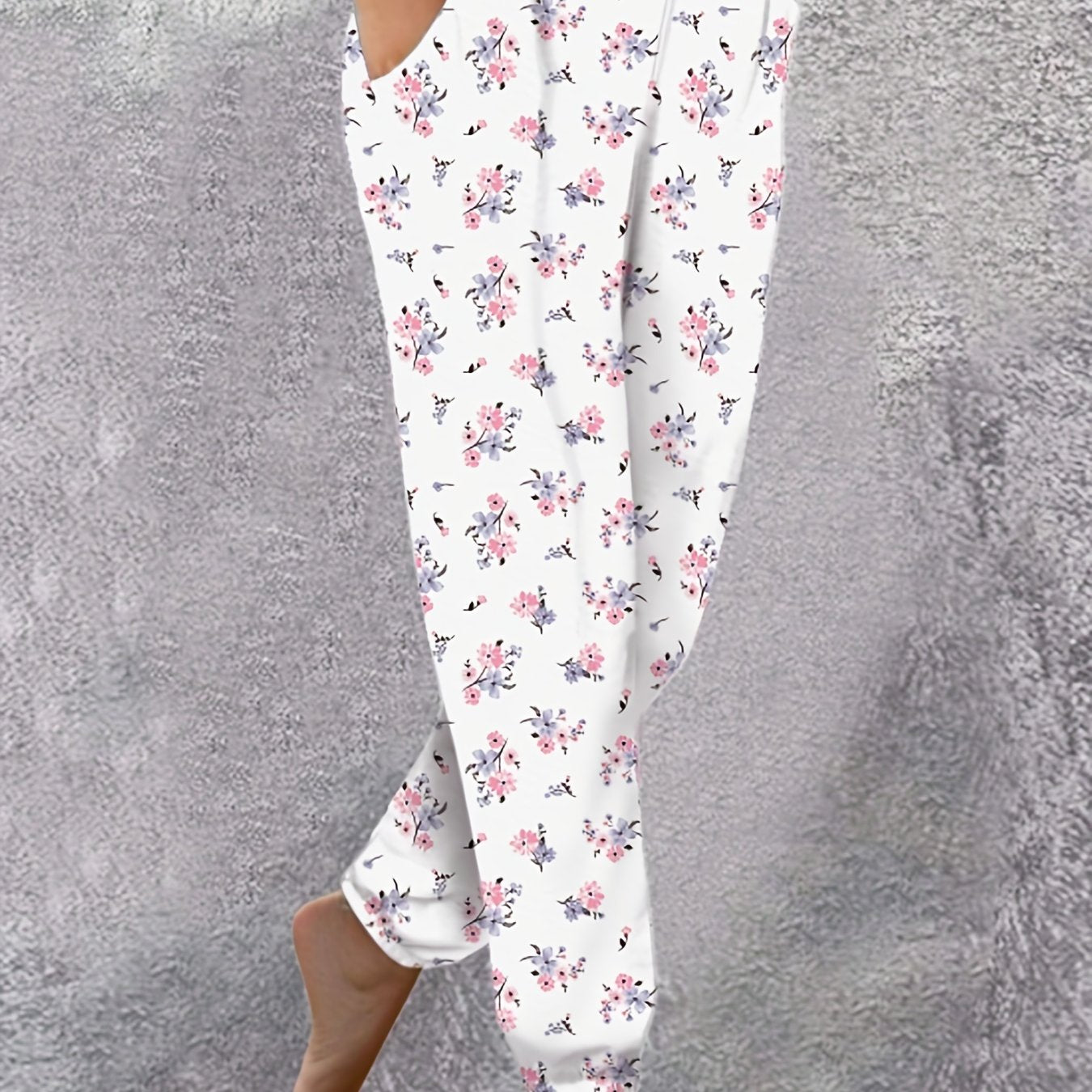 Women's Plus Ditsy Floral Print High Rise Jogger Trousers
