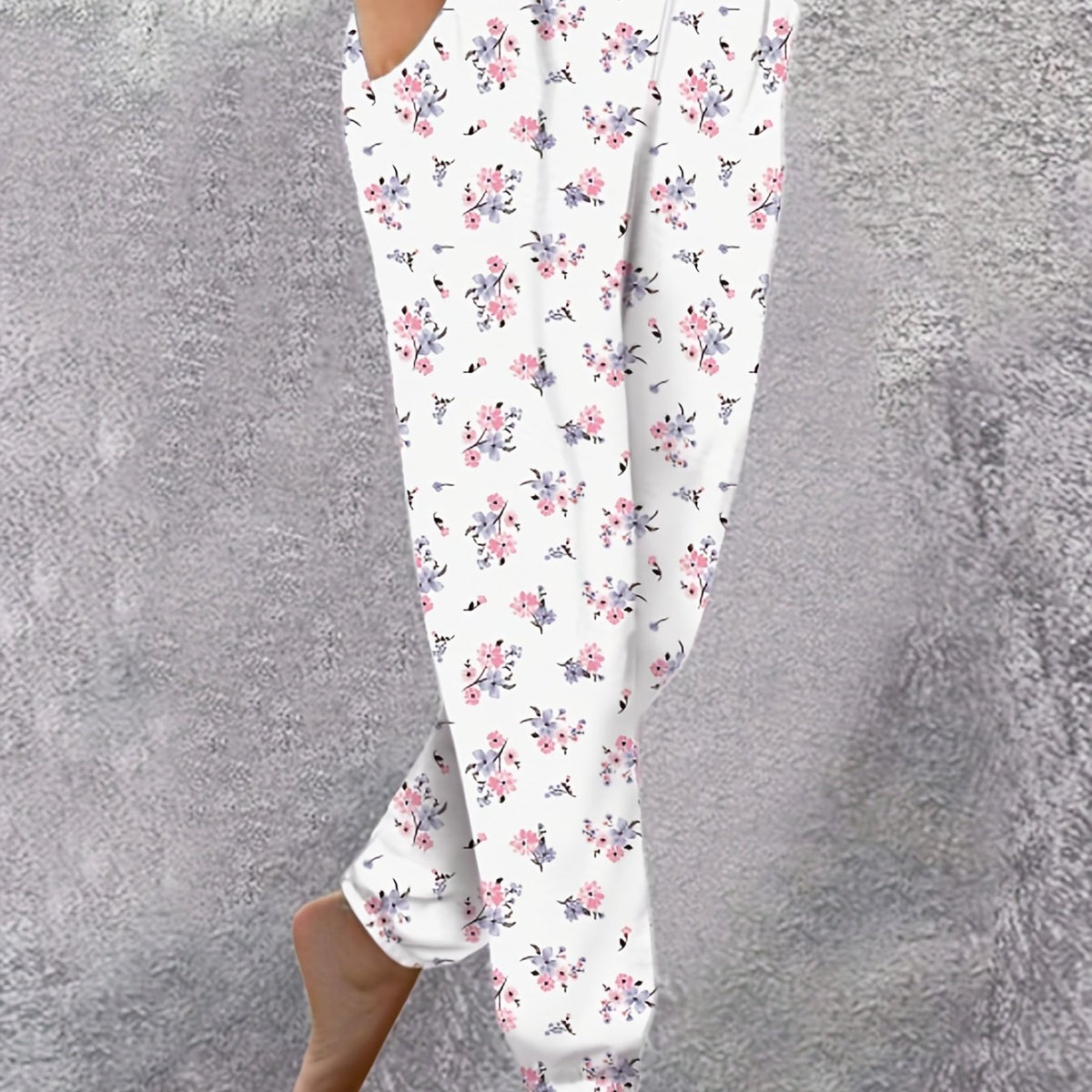 Women's Plus Ditsy Floral Print High Rise Jogger Trousers