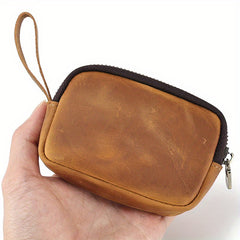 Vintage Small Coin Cash Purse Crazy Horse Leather Wallet