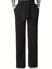  Straight Wide Leg High Rise Belted Pants