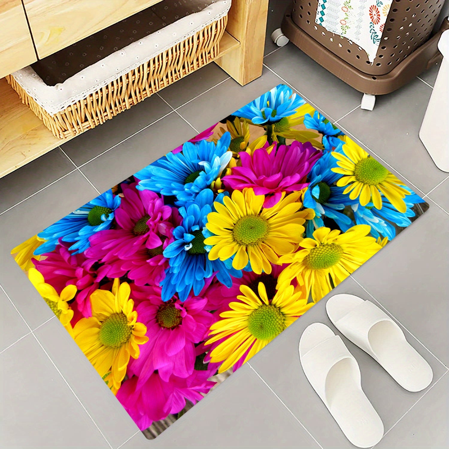 Floral Area Rug Non-slip Floor Mat