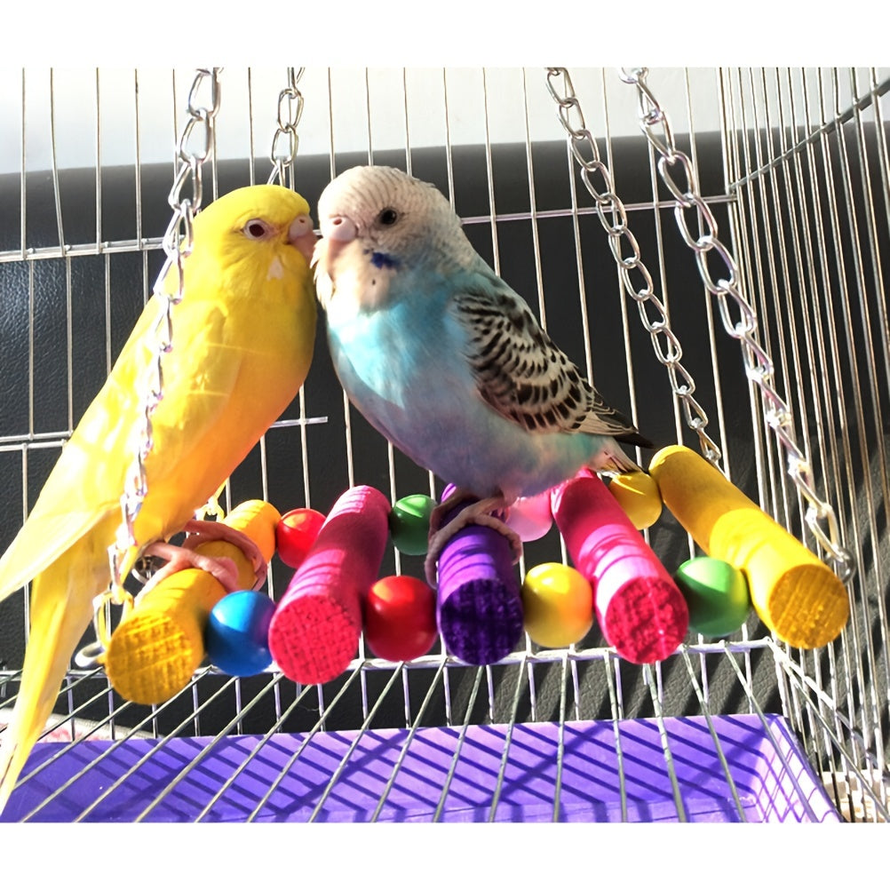 Colorful Hanging Hammock Swing for Pet Birds - Fun and Exercise