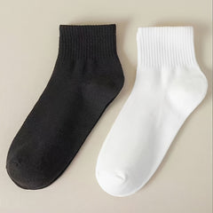 5 Pairs Women's Crew Socks Comfortable Solid Ankle Stockings