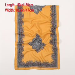 Boho Chiffon Scarf Paisley Print Thin Shawl Silk Head Wrap