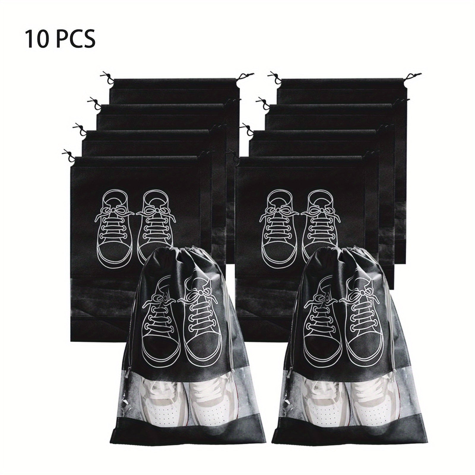 10pcs Portable Shoes Storage Bags Transparent Non Woven Clothes Towel Pouch