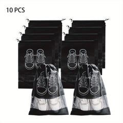 10pcs Portable Shoes Storage Bags Transparent Non Woven Clothes Towel Pouch