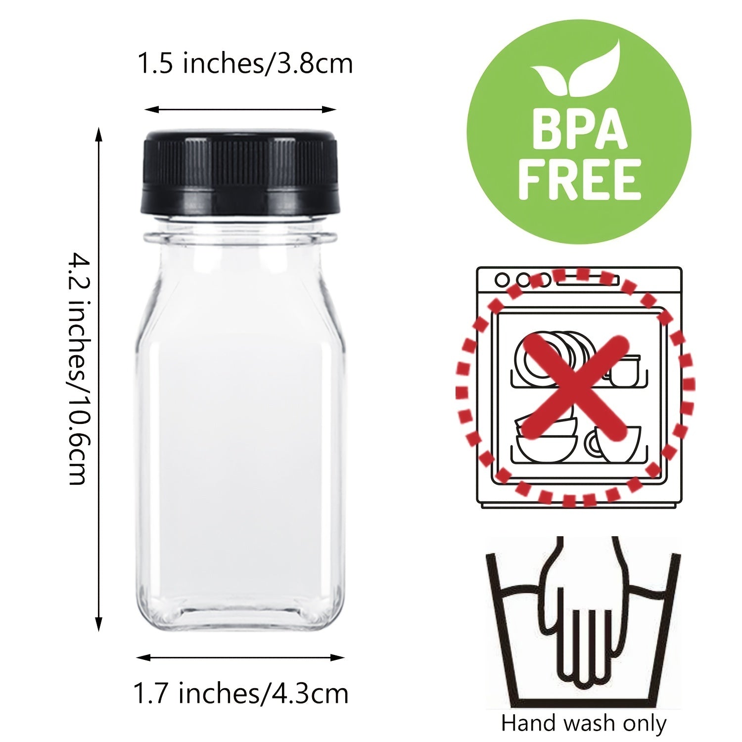 4pcs 4oz Reusable Mini Plastic Juice Bottles with Caps Portable Clear Drink Cont