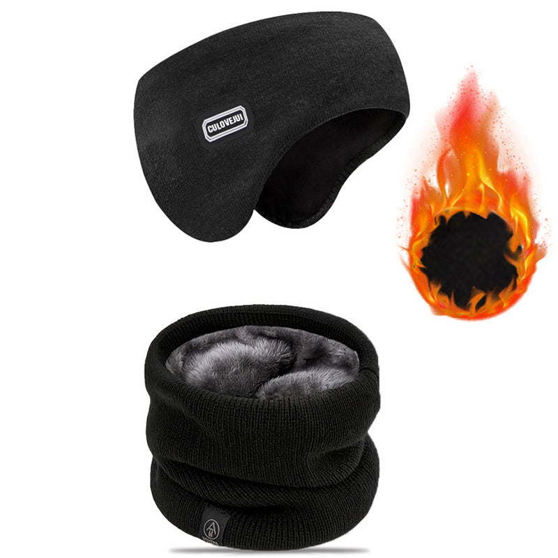 Winter Velvet Earmuffs & Neck Guards Set, Knitted Gloves & Sleeping Socks