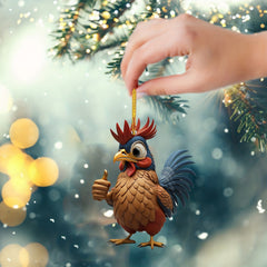 1pc Christmas Chicken Rooster Christmas Tree Pendant Acrylic Ornaments
