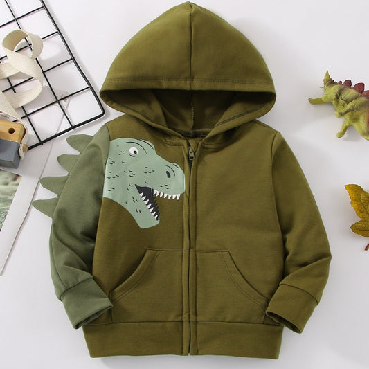 Dinosaur Print Long Sleeve Hoodie for Kids