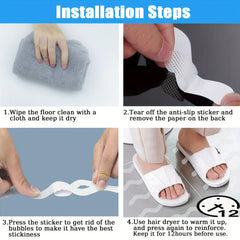 24pcs Clear Non Slip Strip Stickers for Bathroom Floor and Shower