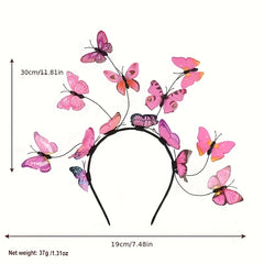 3D Butterfly Headband Crown Tea Party Halloween Accessory for Girls
