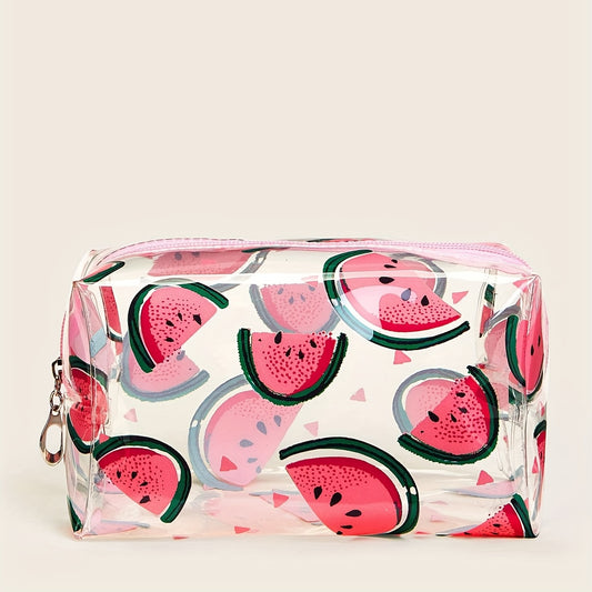 Watermelon Pattern Waterproof Makeup Bag Zipper Toiletry Bag For Women