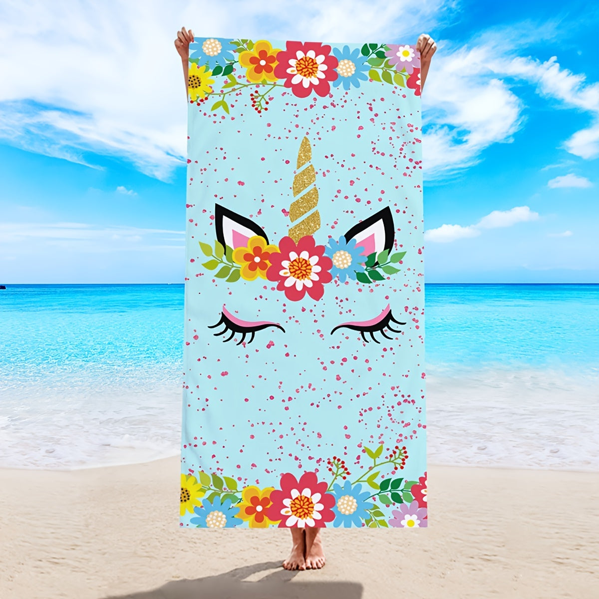 Unicorn Print Bath Towel Microfiber Quick Dry 25 X 59