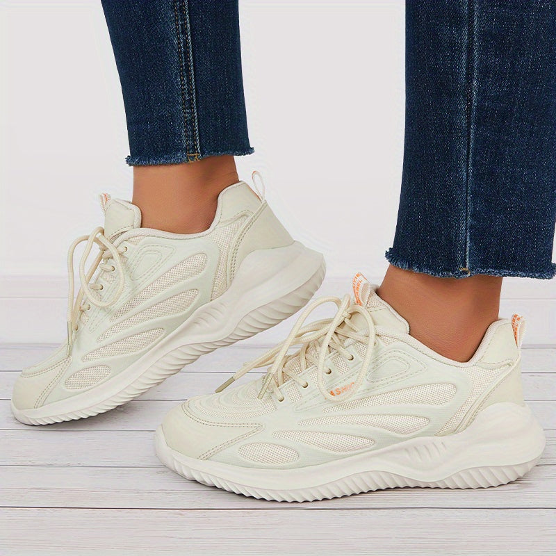 Women's Lace Up Chunky Sneakers Breathable Mesh Non Slip Running Shoes