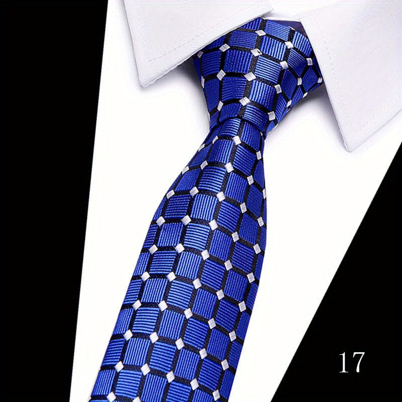 7 Men's Formal Polyester Silk Tie Checkered Necktie