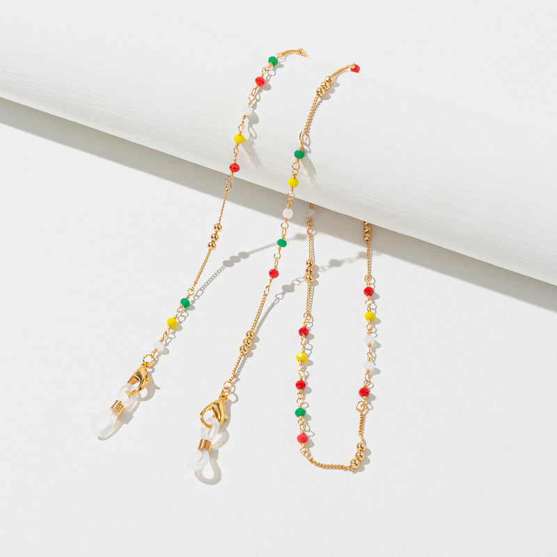 Colorful Crystal Glasses Chain Beaded Mask Chain Alloy Glasses Holder