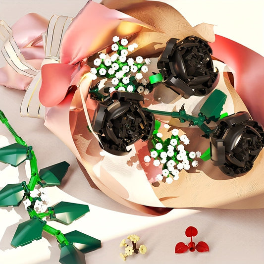 Building Blocks Bouquet Model Rose Sunflower Eternal Flowers Gift