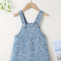 Girls' Swirls Print Casual Denim Overall Dress