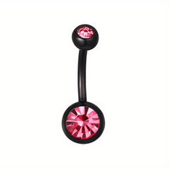 14GA Titanium Steel Double CZ Barbell Belly Button Ring
