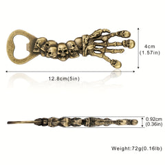 Zinc Skull Hand Beer Bottle Opener for Men Dad Husband Collector Skeleton Fan B