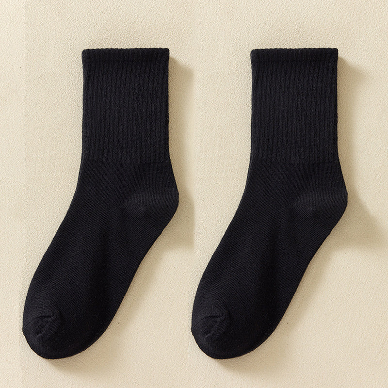Women's Solid Casual Mid Tube Socks