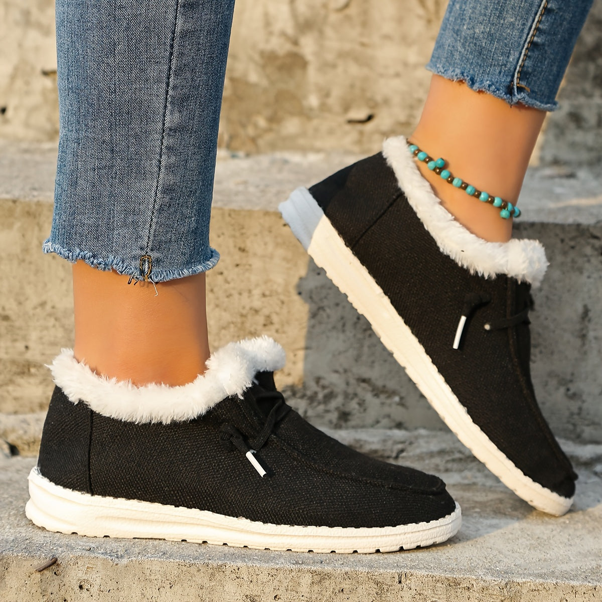 Women's Fleece Liner Thermal Loafers Flat Shoes