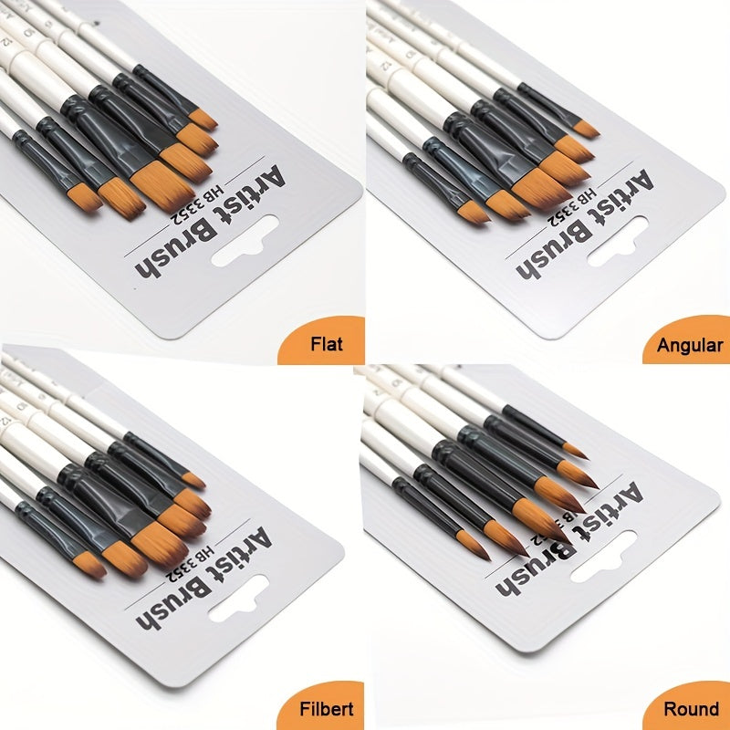 6pcs Artist Paint Brushes Set Acrylic Watercolor Painting