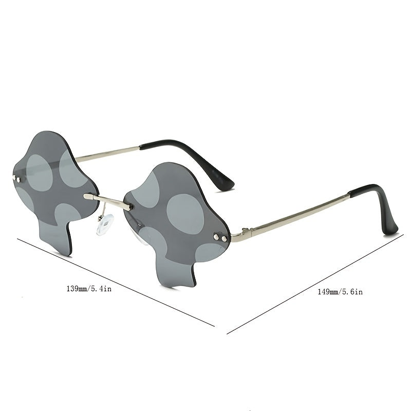Y2K Mushroom Sunglasses UV400 Rimless Glasses