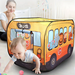 Interactive Cartoon Bus Game House Pops Open for Outdoor Fun