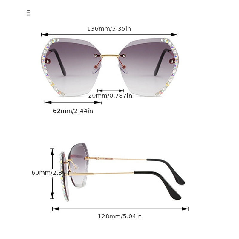 Men's Oversized Rimless Sunglasses for Traveling Party Outdoor