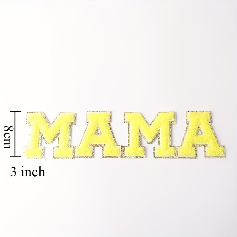 4pcs Iron On English Letters Stickers Towel Patches MAMA Clothes Accessories