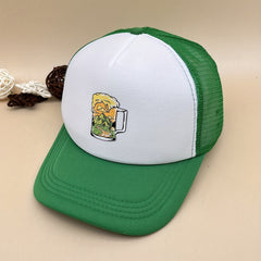 Summer Wine Glass Mesh Hat Hot Stamping Sponge Mesh Hat