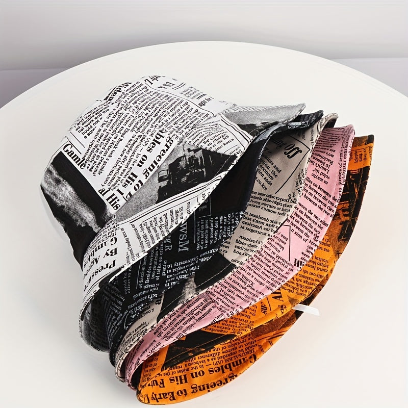 Fisherman Hat Newspaper Pattern Basin Hat Spring And Summer Sun Hat