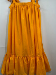  Solid Square Neck Ruffle Trim Dress