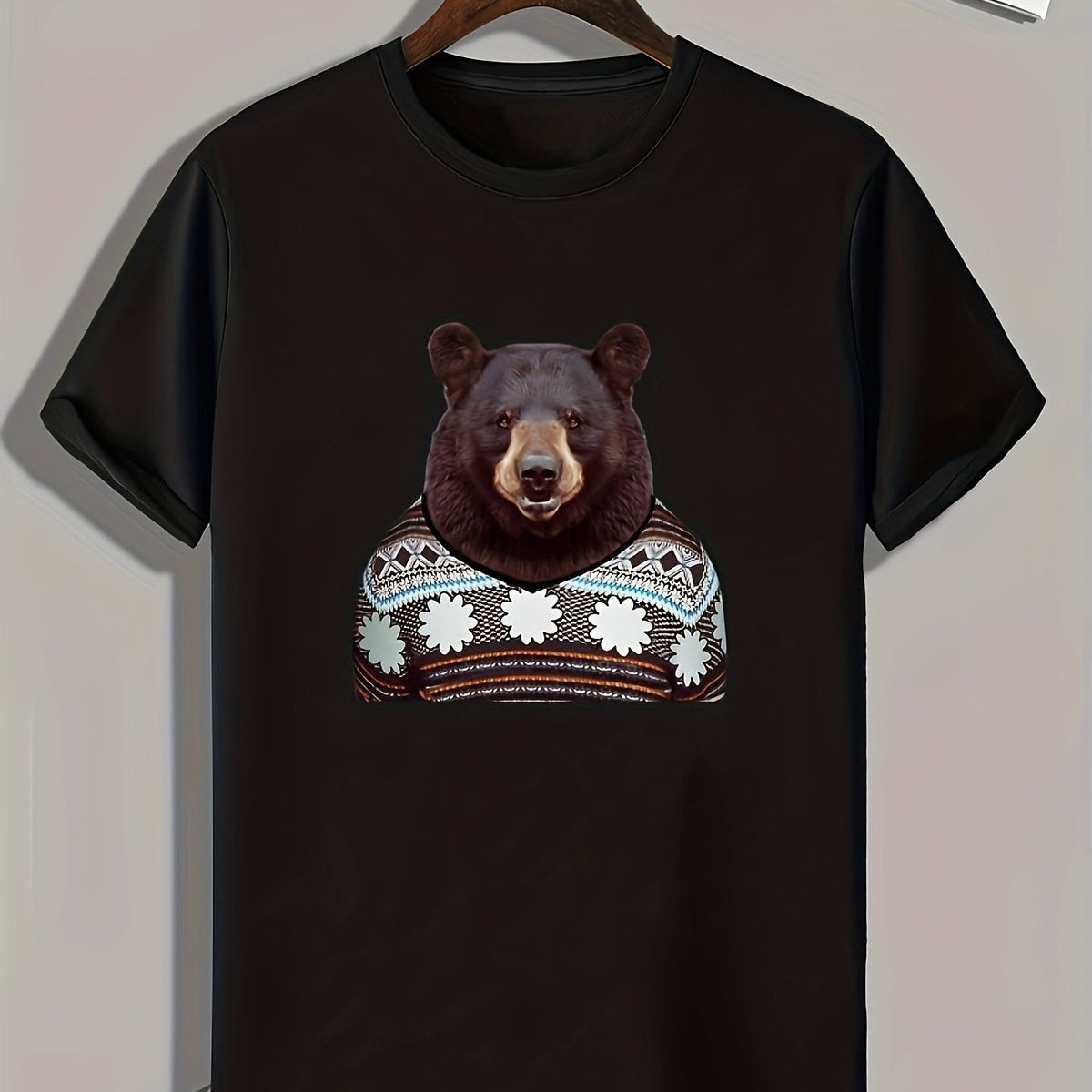 Bear Print Men's Graphic T shirt Casual Comfy Tees For Summer