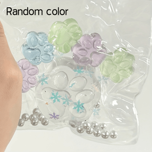 Glow in the Dark Soft 5 Squishy Cat Paw Squeeze Toy - Green Pink Purple